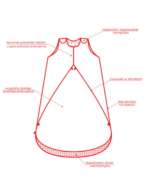 Śpiworek niemowlęcy NIKO / 0-6 / 1 TOG / pudrowe serduszka