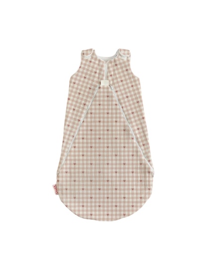 Śpiworek niemowlęcy NIKO / 0-6 / 1 TOG / pudrowe serduszka