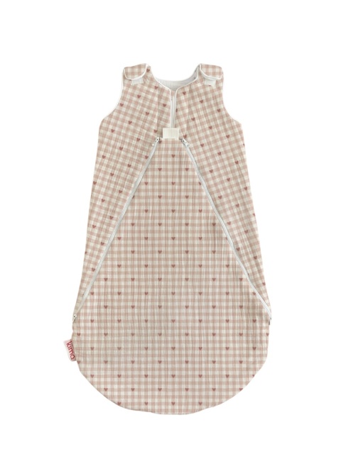 Śpiworek niemowlęcy NIKO / 6-12 / 1 TOG / pudrowe serduszka