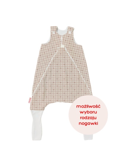 Śpiworek z nogawkami MILO / 6-12 / 1 TOG / pudrowe serduszka