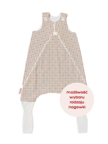 Śpiworek z nogawkami MILO / 24-36 / 1 TOG / pudrowe serduszka